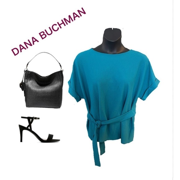 Nwot Dana BUCHMAN Turquoise Textured Tie Front Top Sz. XXL - Picture 3 of 6